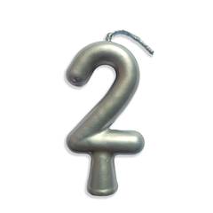 Vela Aniversário Metalizada Prata Nº 2 Junco