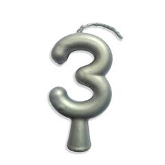 Vela Aniversário Metalizada Prata Nº 3 Junco