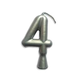 Vela Aniversário Metalizada Prata Nº 4 Junco