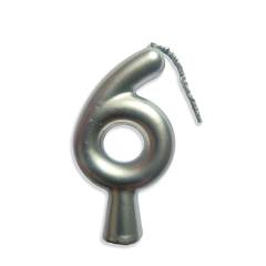 Vela Aniversário Metalizada Prata Nº 6 Junco