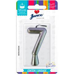 Vela Aniversário Metalizada Prata Nº 7 Junco