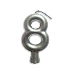 Vela Aniversário Metalizada Prata Nº 8 Junco