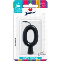 Vela Aniversário Metalizada Preta Nº 0 Junco