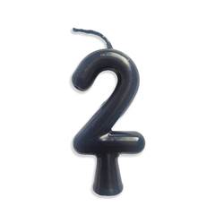 Vela Aniversário Metalizada Preta Nº 2 Junco