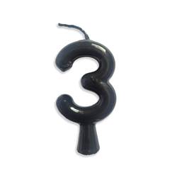 Vela Aniversário Metalizada Preta Nº 3 Junco