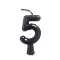 Vela Aniversário Metalizada Preta Nº 5 Junco