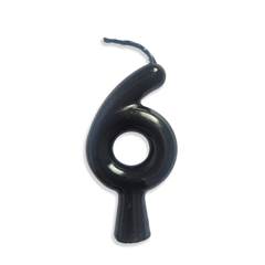 Vela Aniversário Metalizada Preta Nº 6 Junco