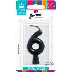 Vela Aniversário Metalizada Preta Nº 6 Junco