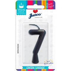 Vela Aniversário Metalizada Preta Nº 7 Junco