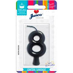 Vela Aniversário Metalizada Preta Nº 8 Junco