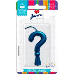 Vela Aniversário Metalizada Azul Interrogação Junco