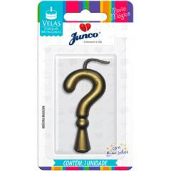 Vela Aniversário Metalizada Ouro Interrogação Junco