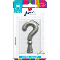 Vela Aniversário Metalizada Prata Interrogação Junco