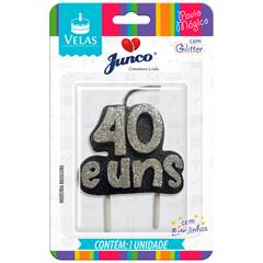 Vela Aniversário 40 e uns Prata Junco