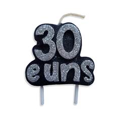 Vela Aniversário 30 e uns Prata Junco