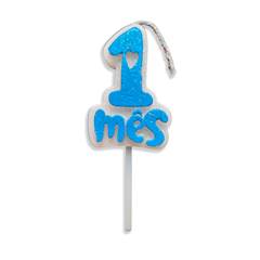 Vela Aniversário Mesversário Azul 1º mês Junco