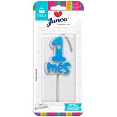 Vela Aniversário Mesversário Azul 1º mês Junco