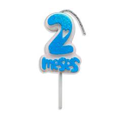 Vela Aniversário Mesversário Azul 2º mês Junco