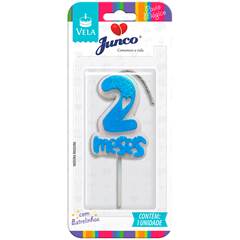 Vela Aniversário Mesversário Azul 2º mês Junco