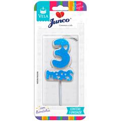 Vela Aniversário Mesversário Azul 3º mês Junco