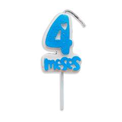 Vela Aniversário Mesversário Azul 4º mês Junco