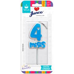 Vela Aniversário Mesversário Azul 4º mês Junco