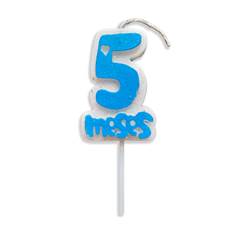 Vela Aniversário Mesversário Azul 5º mês Junco