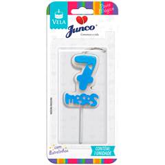 Vela Aniversário Mesversário Azul 7º mês Junco