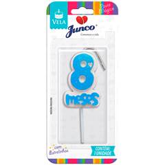 Vela Aniversário Mesversário Azul 8º mês Junco