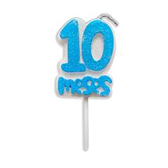 Vela Aniversário Mesversário Azul 10º mês Junco