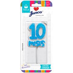 Vela Aniversário Mesversário Azul 10º mês Junco