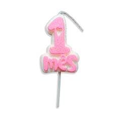 Vela Aniversário Mesversário Rosa 1º mês Junco