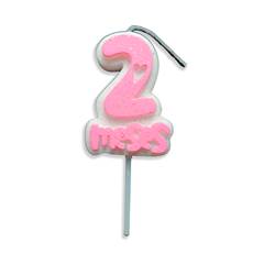 Vela Aniversário Mesversário Rosa 2º mês Junco