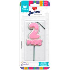 Vela Aniversário Mesversário Rosa 2º mês Junco