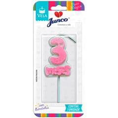 Vela Aniversário Mesversário Rosa 3º mês Junco