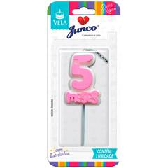 Vela Aniversário Mesversário Rosa 5º mês Junco