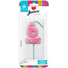 Vela Aniversário Mesversário Rosa 6º mês Junco