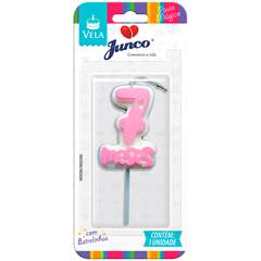 Vela Aniversário Mesversário Rosa 7º mês Junco