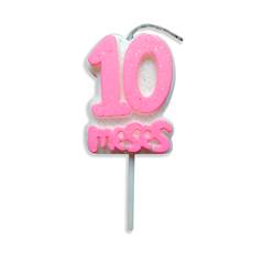 Vela Aniversário Mesversário Rosa 10º mês Junco