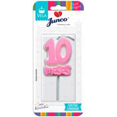Vela Aniversário Mesversário Rosa 10º mês Junco