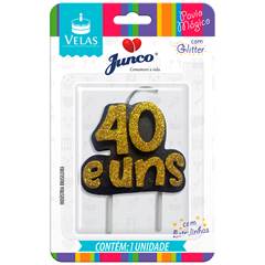 Vela Aniversário 40 e uns Dourada Junco