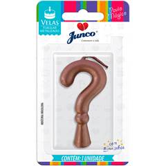 Vela Aniversário Metalizada Rose Gold Interrogação Junco