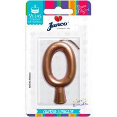 Vela Aniversário Metalizada Rose Gold Nº 0 Junco