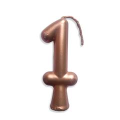 Vela Aniversário Metalizada Rose Gold Nº 1 Junco