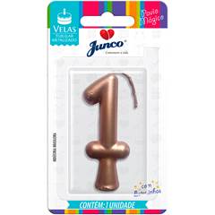 Vela Aniversário Metalizada Rose Gold Nº 1 Junco
