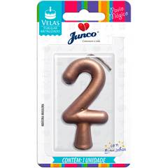 Vela Aniversário Metalizada Rose Gold Nº 2 Junco