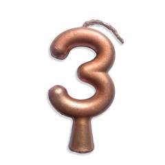 Vela Aniversário Metalizada Rose Gold Nº 3 Junco