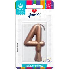 Vela Aniversário Metalizada Rose Gold Nº 4 Junco