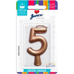 Vela Aniversário Metalizada Rose Gold Nº 5 Junco