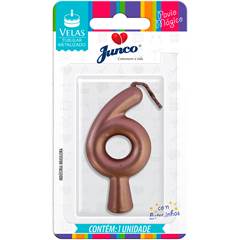 Vela Aniversário Metalizada Rose Gold Nº 6 Junco